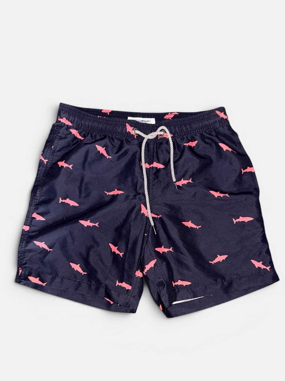 Maamgic LinedSwim Shorts Medium Men Sharks Print Beach Swimming 5" Inseam Small
